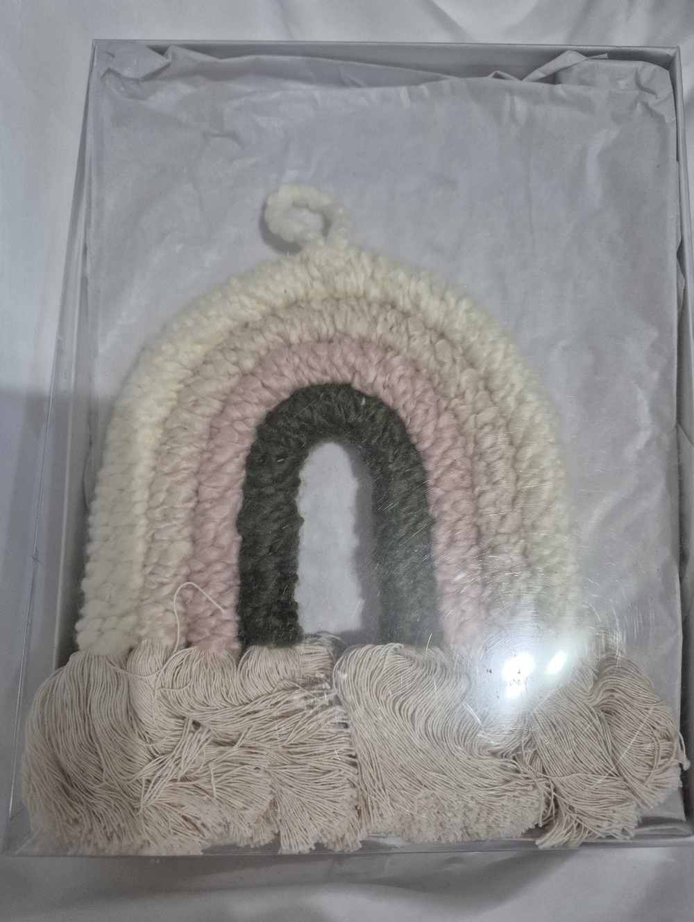 Hand Crafted Boho Macrame Rainbow 8"x7"